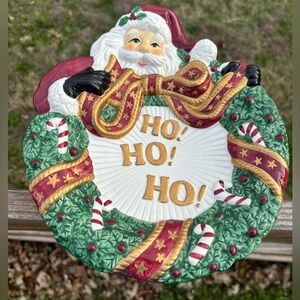 Fitz and Floyd Festive Santa Plate with Red and Green Accents